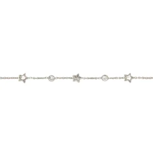 Silber-Armkette 5 Zirkonia, Sterne, 16-19cm